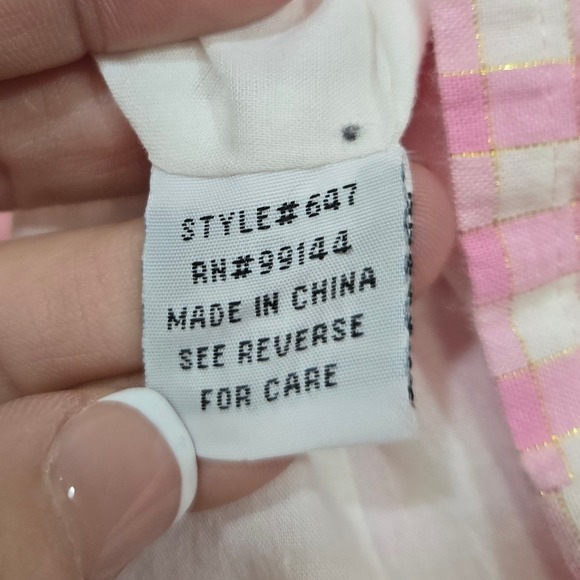 Vintage Y2K Lapis Pink Gingham Skirt Small Belted Gold Metallic Plaid Coquette - Picture 10 of 10